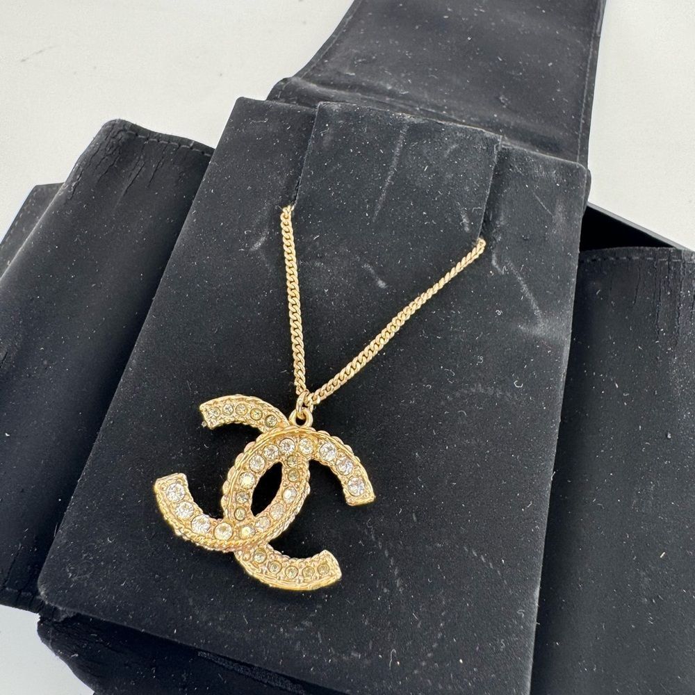 CHANEL Large Rhinestone Paved Gold and Silver Crystal Pendant Necklace - Picture 15 of 16